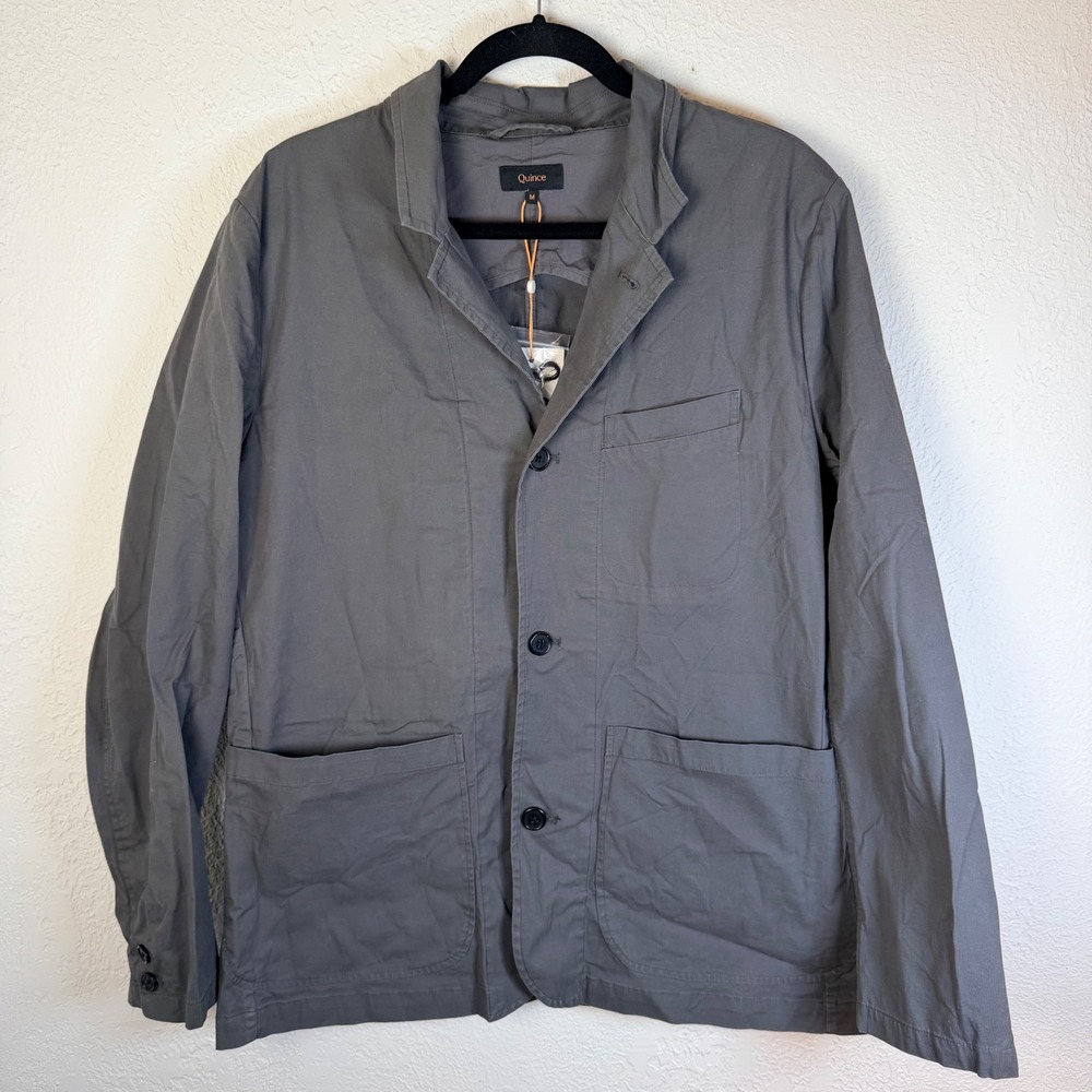 NEW $62 Quince Mens M Organic Stretch Cotton Chore Jacket Grey Blazer Coat